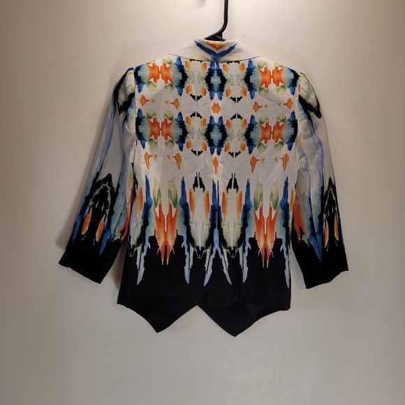 Twelfth street by Cynthia Vincent 100% silk colorful blazer - size 0 - Picture 3 of 7